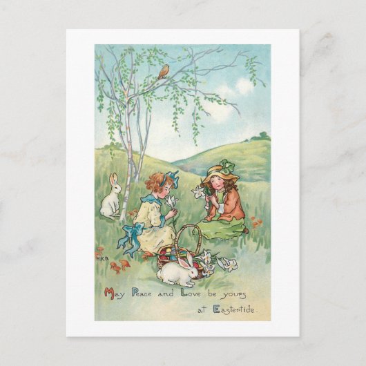  kinderen met paasBunnies en eieren Briefkaart (Voorkant)