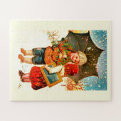 Kinderen met paraplu legpuzzel (Horizontaal)