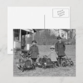 Kinderen met Pedal Cars, 1924 Briefkaart (Voorkant / Achterkant)