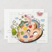 Kinderen met penselen briefkaart (Voorkant / Achterkant)