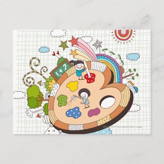 Kinderen met penselen briefkaart (Voorkant)