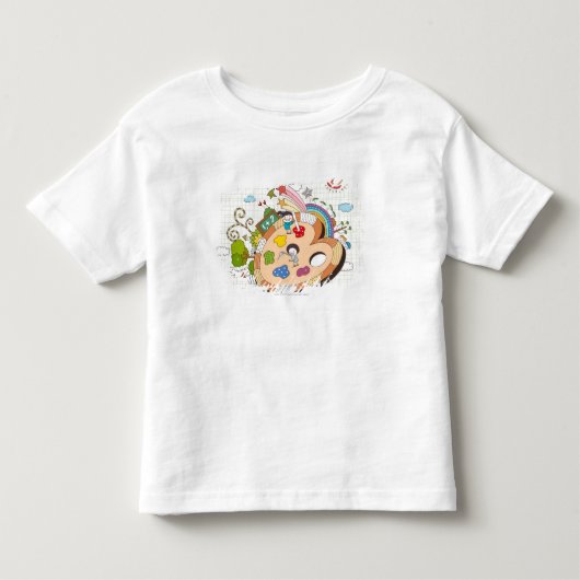 Kinderen met penselen kinder shirts (Voorkant)