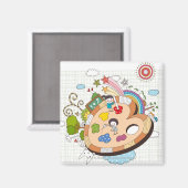 Kinderen met penselen magneet (Voorkant / Achterkant)