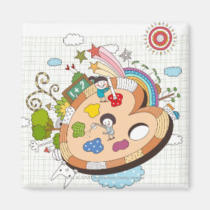 Kinderen met penselen magneet