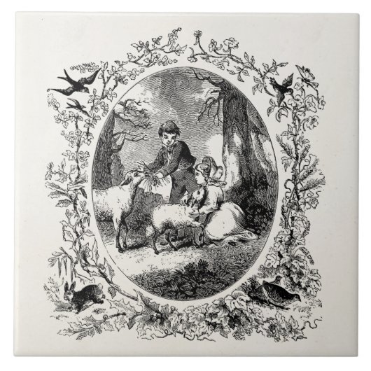  kinderen met persoonlijke illustratie van schapen tegeltje (Voorkant)