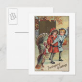 Kinderen met pompoen, kalkoenen briefkaart (Voorkant / Achterkant)