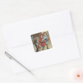 Kinderen met pompoen, kalkoenen vierkante sticker (Envelop)