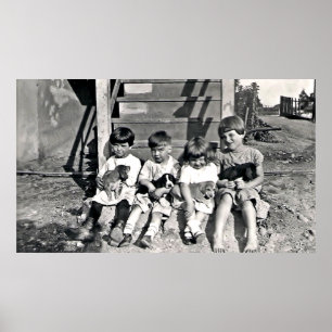 Kinderen met Puppies afdrukken Poster