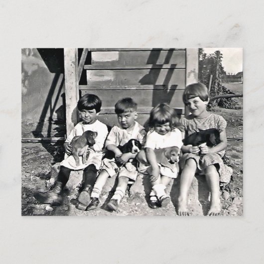 Kinderen met Puppies Briefkaart (Voorkant)