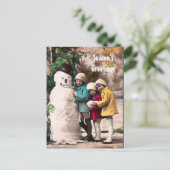 KINDEREN MET SNOWMAN BRIEFKAART (Staand voorkant)