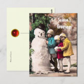 KINDEREN MET SNOWMAN BRIEFKAART (Voorkant / Achterkant)