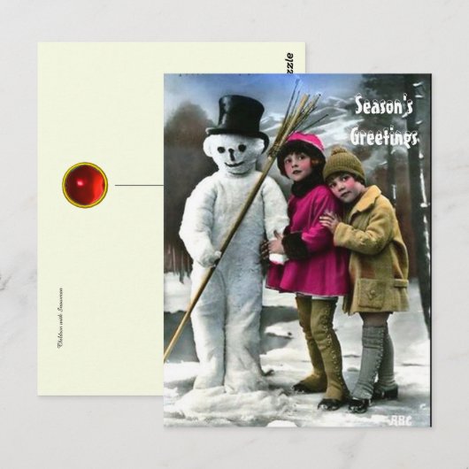 KINDEREN MET SNOWMAN BRIEFKAART (Voorkant / Achterkant)
