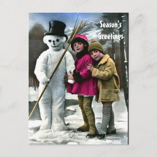 KINDEREN MET SNOWMAN BRIEFKAART (Voorkant)