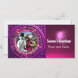 KINDEREN MET SNOWMAN, FOTOTEMPLATE FEESTDAGENKAART