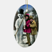 KINDEREN MET SNOWMAN KERAMISCH ORNAMENT (Rechts)