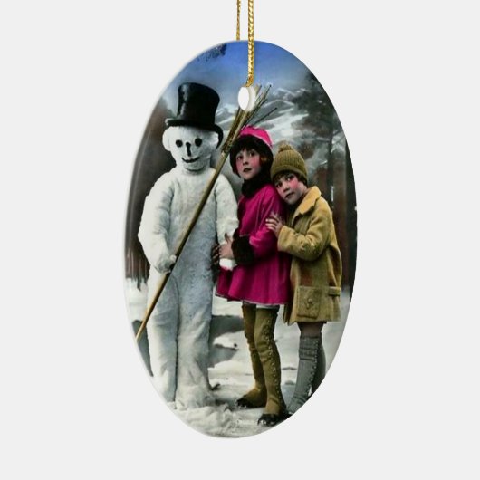 KINDEREN MET SNOWMAN KERAMISCH ORNAMENT (Rechts)