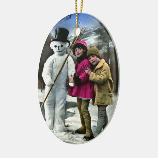 KINDEREN MET SNOWMAN KERAMISCH ORNAMENT (Links)