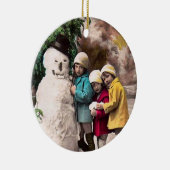 KINDEREN MET SNOWMAN KERAMISCH ORNAMENT (Rechts)