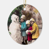 KINDEREN MET SNOWMAN KERAMISCH ORNAMENT (Links)