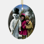 KINDEREN MET SNOWMAN KERAMISCH ORNAMENT (Rechts)