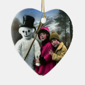 KINDEREN MET SNOWMAN KERAMISCH ORNAMENT (Rechts)