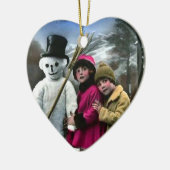 KINDEREN MET SNOWMAN KERAMISCH ORNAMENT (Links)