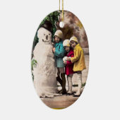 KINDEREN MET SNOWMAN KERAMISCH ORNAMENT (Rechts)