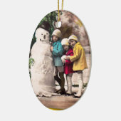 KINDEREN MET SNOWMAN KERAMISCH ORNAMENT (Links)