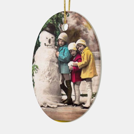 KINDEREN MET SNOWMAN KERAMISCH ORNAMENT (Links)