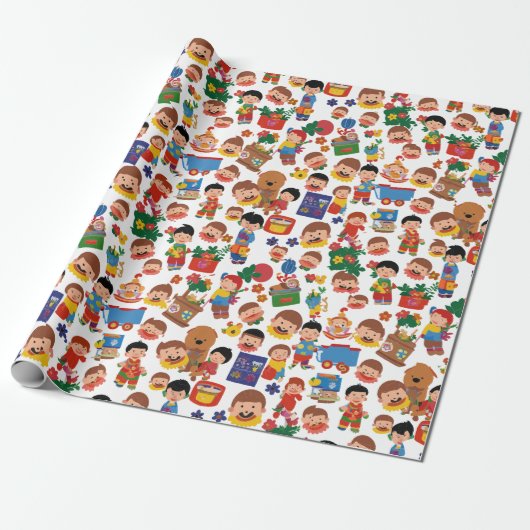 Kinderen met Speelgoed Cadeaupapier (Uitgerold)