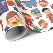 Kinderen met Speelgoed Cadeaupapier (Rol Hoek)