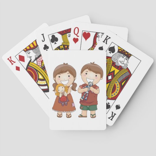 Kinderen met speelgoed pokerkaarten (Achterkant)