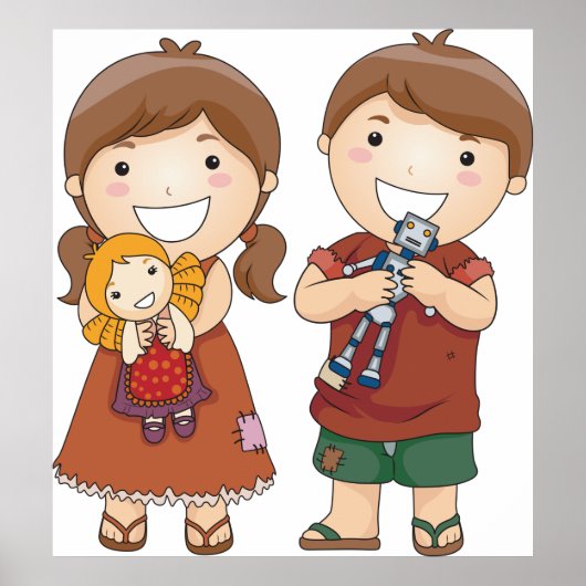 Kinderen met speelgoed poster (Voorkant)