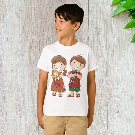 Kinderen met speelgoed t-shirt