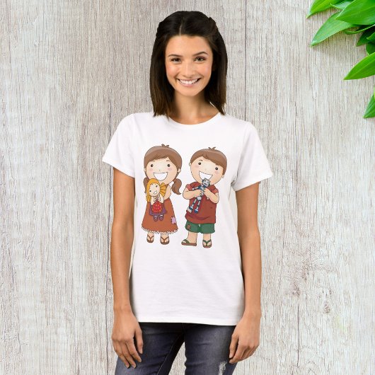 Kinderen met speelgoed t-shirt