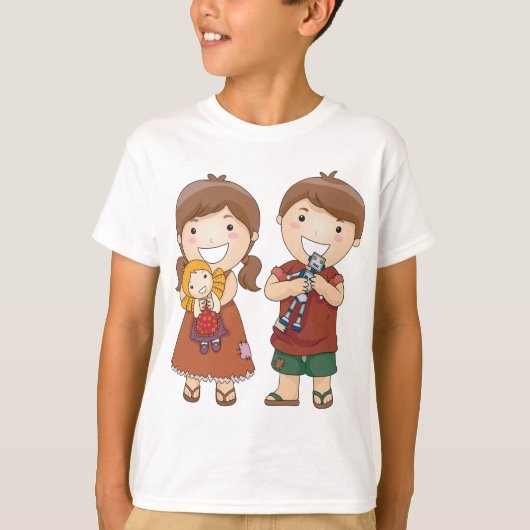 Kinderen met speelgoed t-shirt (Voorkant)