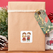 Kinderen met speelgoed vierkante sticker