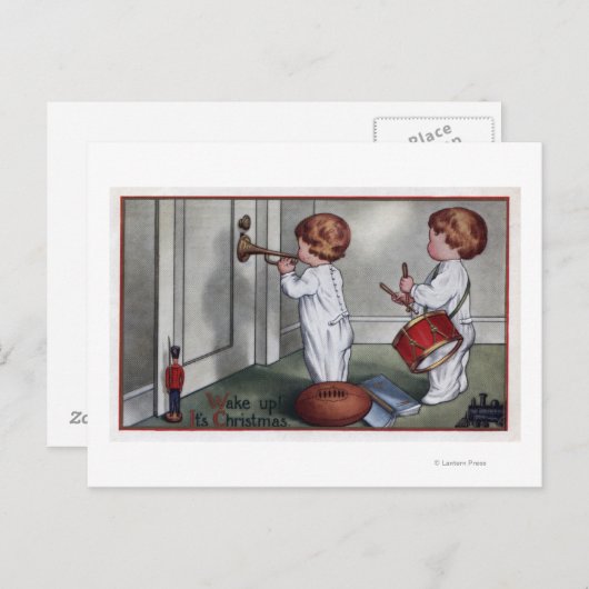 Kinderen met trommel en trompet briefkaart (Voorkant / Achterkant)