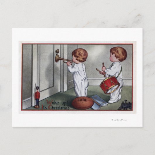 Kinderen met trommel en trompet briefkaart (Voorkant)