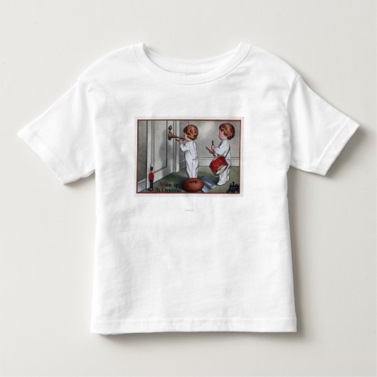 Kinderen met trommel en trompet kinder shirts (Voorkant)
