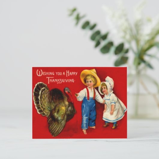 Kinderen met Turkije Briefkaart (Staand voorkant)