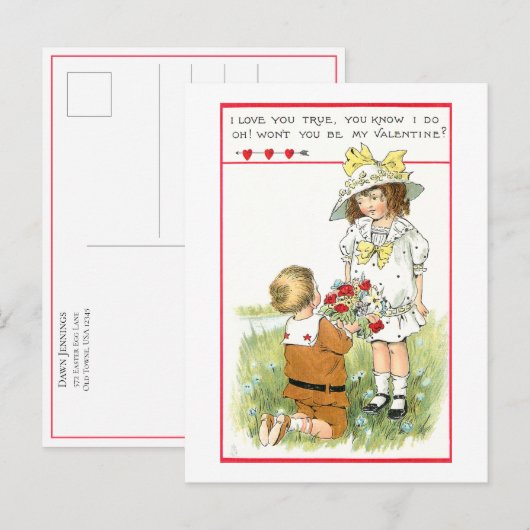Kinderen met  Valentijn Briefkaart (Voorkant / Achterkant)