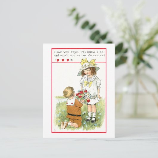 Kinderen met  Valentijn Briefkaart (Staand voorkant)