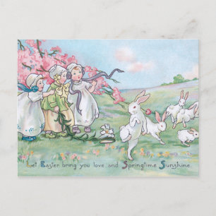  kinderen met witte paasbundels briefkaart