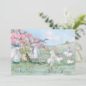  kinderen met witte paasbundels feestdagenkaart (Staand voorkant)