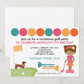 Kinderen Miniatuur Golf Verjaardagsfeestje Uitnodi Kaart (Voorkant / Achterkant)