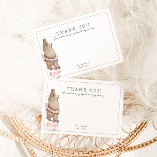 Kinderen Modern Beer Circus | Girls Birthday Party Bedankkaart