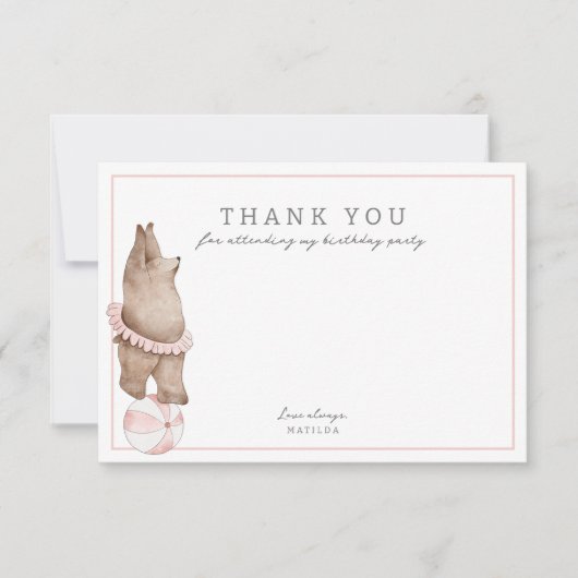 Kinderen Modern Beer Circus | Girls Birthday Party Bedankkaart (Voorkant)