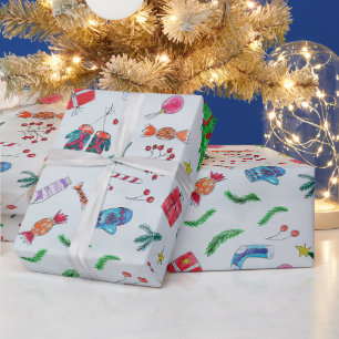 Kinderen Modern Kleurrijk Kerstmis Cadeaupapier