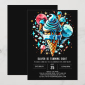 Kinderen Modern Waterverf Boy Ice Cream Verjaardag Kaart (Voorkant / Achterkant)